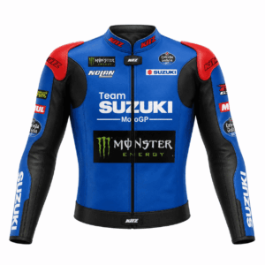 Front view of Alex Rins Suzuki MotoGP Leather Racing Jacket