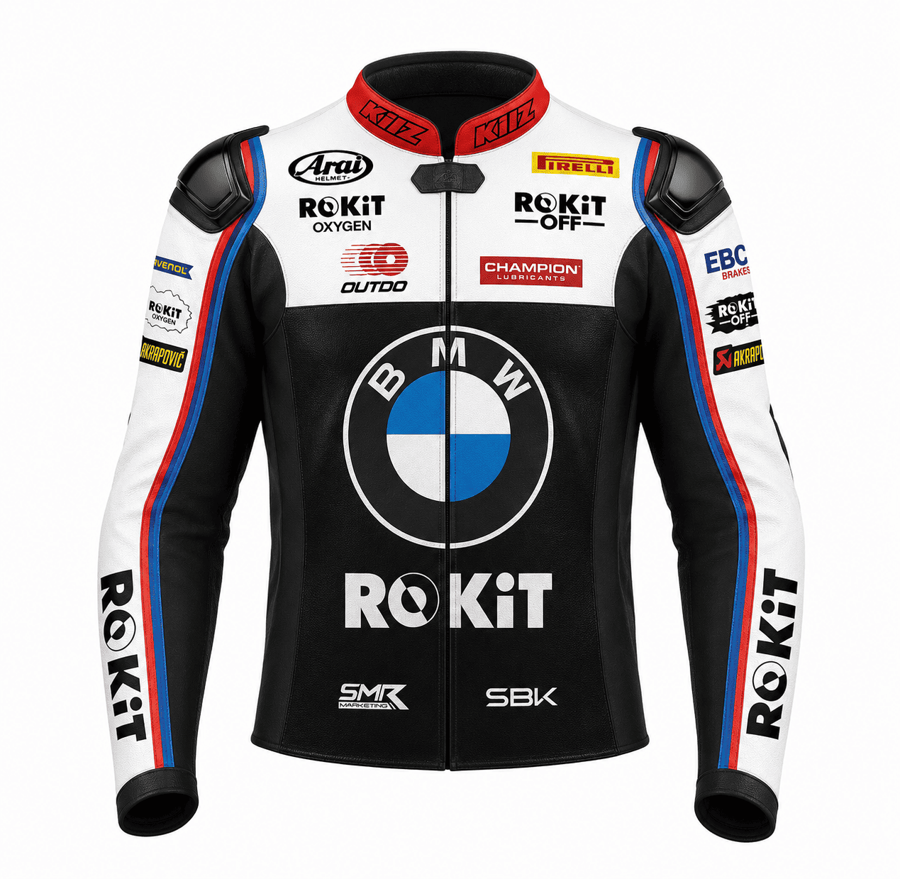 danilo-petrucci-bmw-wsbk-leather-racing-jacket-front.jpg Front view of Danilo Petrucci BMW WSBK leather racing jacket