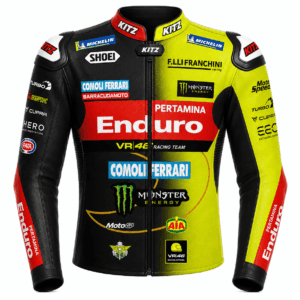 Front view of Fabio Di Giannantonio VR46 Ducati MotoGP Leather Jacket 2026