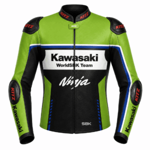 Front view of Garrett Gerloff Kawasaki Ninja WSBK 2026 racing jacket