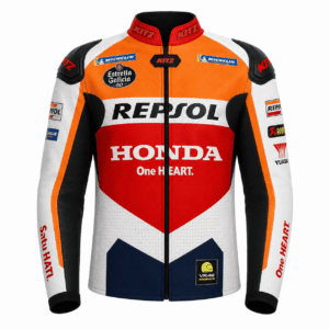 Front view of Honda Repsol MotoGP Racing Leather Jacket