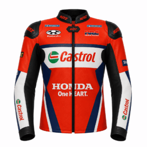 Front view of Luca Marini Honda HRC MotoGP Leather Jacket
