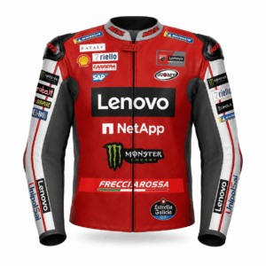 Front view of Marc Marquez Ducati MotoGP Leather Jacket 2026