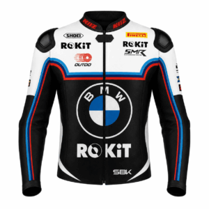 Front view of Toprak Razgatlioglu BMW SBK leather racing jacket
