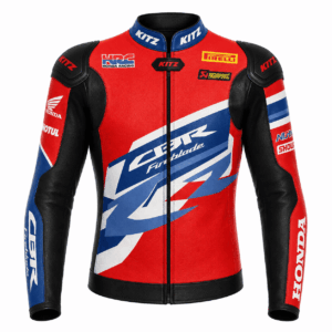 Front view of Xavi Vierge Honda MotoGP Leather Jacket